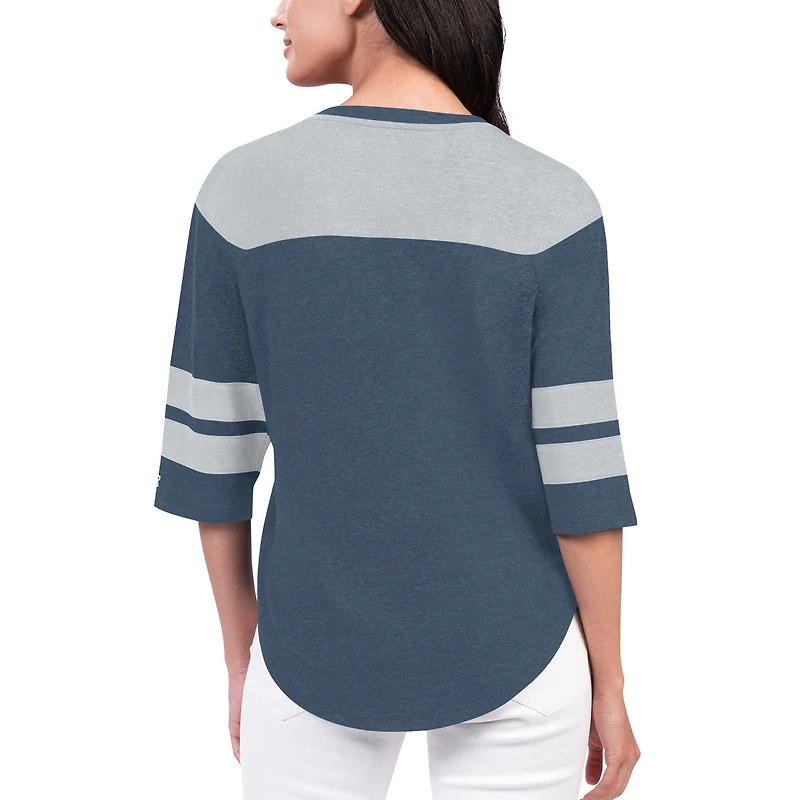 T-shirt à manches 3/4 pour femmes Starter Navy Dallas Cowboys Fullback Tri-Blend