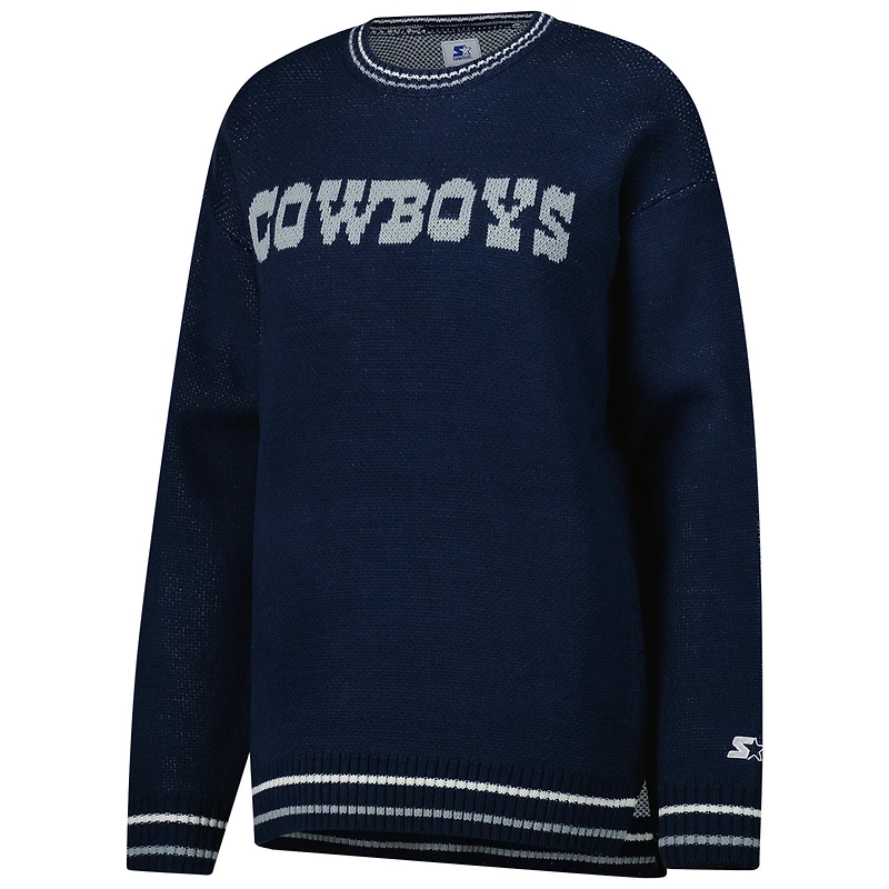 Pull oversize en tricot intarsia Starter Navy Dallas Cowboys pour femme