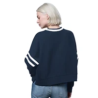 Sweat-shirt court à épaules tombantes Rally Starter bleu marine pour femme des Cowboys de Dallas