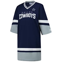 Robe de sport à col en V et manches 3/4 pour femme, bleu marine, Dallas Cowboys Slap Shot