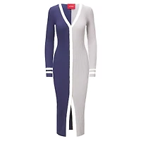 Women's STAUD Navy/Gray Dallas Cowboys Shoko Knit Button-Up Sweater Dress