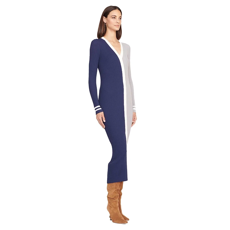 Robe pull boutonnée en tricot STAUD bleu marine/gris Dallas Cowboys Shoko pour femmes