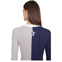 Women's STAUD Navy/Gray Dallas Cowboys Shoko Knit Button-Up Sweater Dress