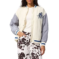 Women's Terez Cream Dallas Cowboys Color Block Full-Snap Bomber Jacket