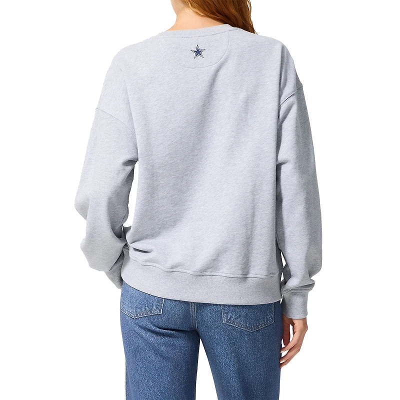 Women's Terez  White Dallas Cowboys Gems Fleece Crewneck Sweatshirt