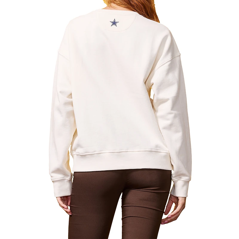 Women's Terez  White Dallas Cowboys Gems Fleece Crewneck Sweatshirt