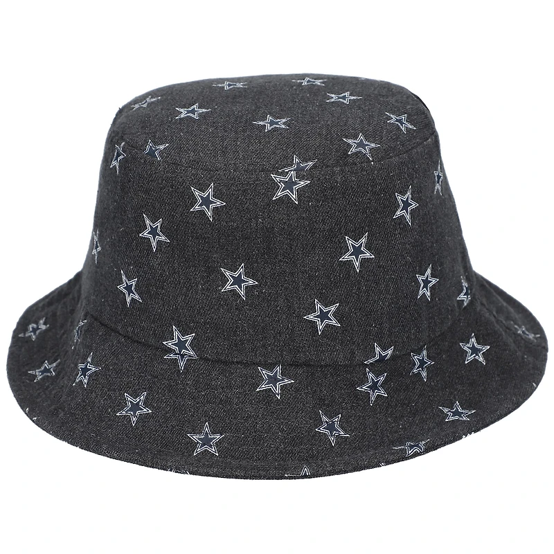 Women's The Wild Collective  Black Dallas Cowboys Denim Bucket Hat