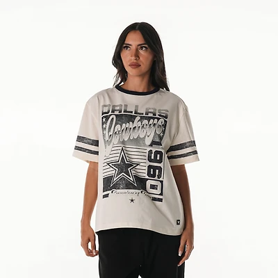 T-shirt boyfriend oversize à épaules tombantes vintage crème Dallas Cowboys pour femme The Wild Collective
