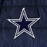 Veste matelassée à glissière pleine longueur The Wild Collective Dallas Cowboys bleu marine/argent pour femme