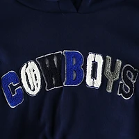 Sweat à capuche court Dallas Cowboys The Wild Collective pour femme, bleu marine