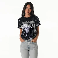 Women's The Wild Collective Navy Dallas Cowboys Practice Sequin Cropped T-Shirt