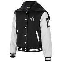 Veste universitaire courte boutonnée pour femme The Wild Collective des Dallas Cowboys de la marine