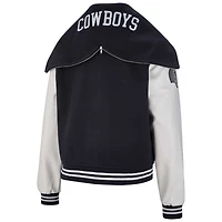 Veste universitaire courte boutonnée pour femme The Wild Collective des Dallas Cowboys de la marine