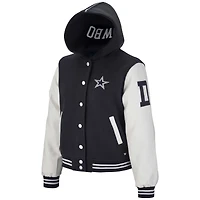 Veste universitaire courte boutonnée pour femme The Wild Collective des Dallas Cowboys de la marine