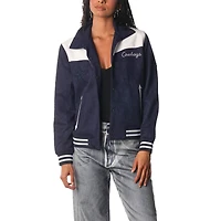 Women's The Wild Collective  Navy Dallas Cowboys Suede Full-Snap Bomber Jacket