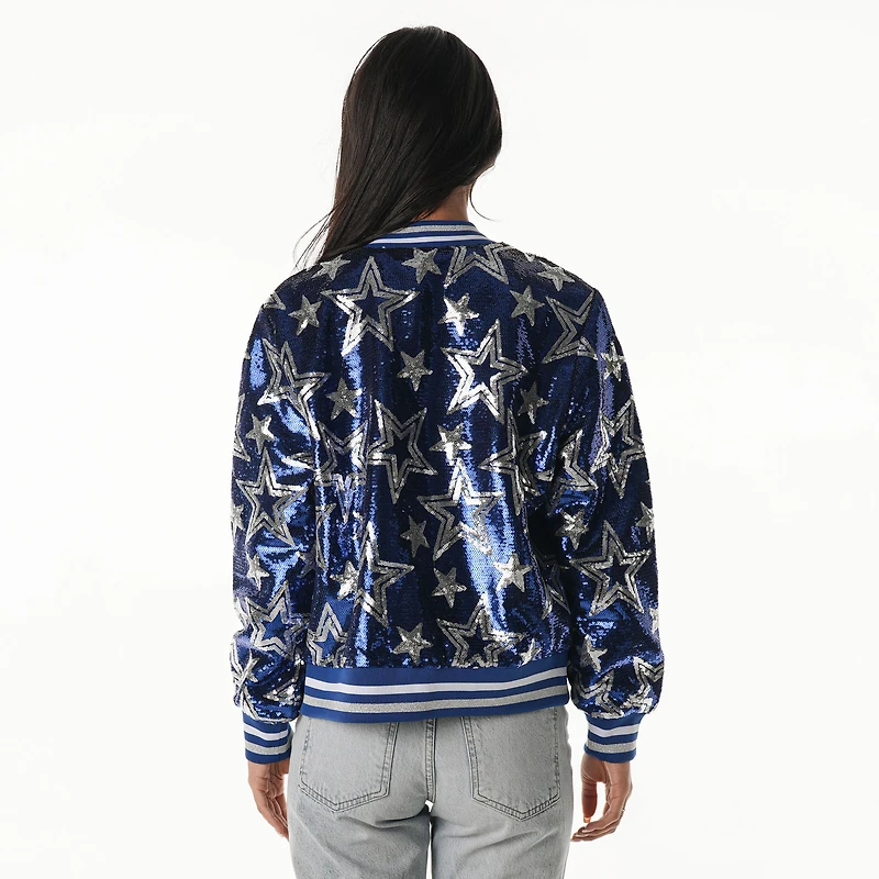 Blouson aviateur zippé à sequins Royal Dallas Cowboys pour femme The Wild Collective