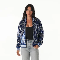 Blouson aviateur zippé à sequins Royal Dallas Cowboys pour femme The Wild Collective
