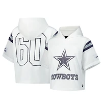 Women's The Wild Collective  White Dallas Cowboys Mesh Short Sleeve Hoodie T-Shirt
