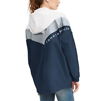 Veste coupe-vent à capuche zippé demi-hauteur Tommy Hilfiger Staci Dallas Cowboys blanche et marine pour femme