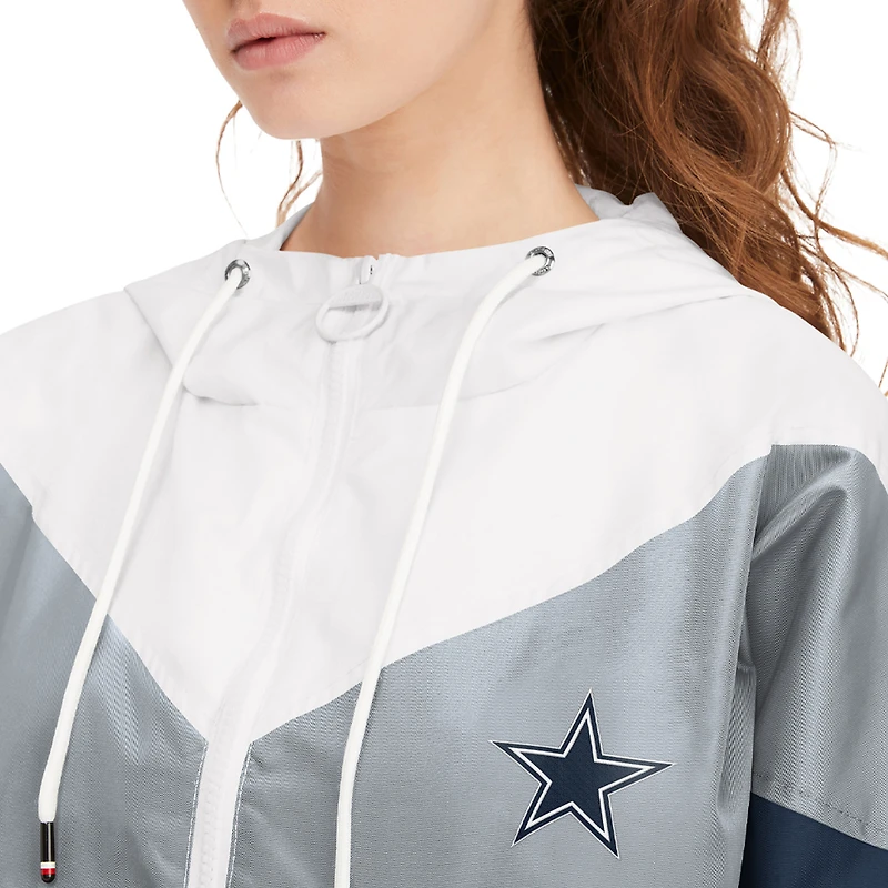 Women's Tommy Hilfiger White/Navy Dallas Cowboys Staci Half-Zip Hoodie Windbreaker Jacket