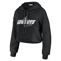 Women's WEAR by Erin Andrews Black Dallas Cowboys Prime Cropped Pullover Hoodie