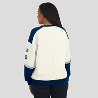 Women's WEAR by Erin Andrews  Cream Dallas Cowboys Racing Crew V-Neck Sweatshirt