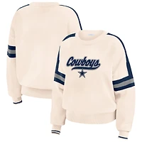Women's WEAR by Erin Andrews  Cream Dallas Cowboys Stripe Pullover Sweater