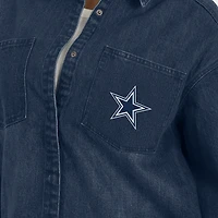 Veste-chemise oversize en Denim délavé à boutons-pression pour femme WEAR by Erin Andrews des Cowboys de Dallas