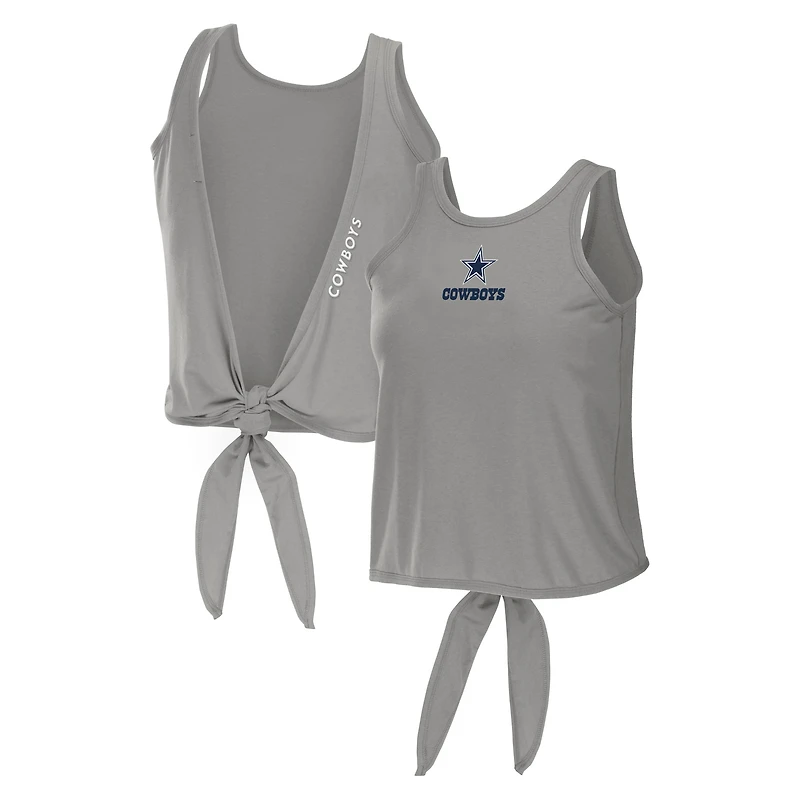 Women's WEAR by Erin Andrews Gray Dallas Cowboys Open Back Twist Tie Tank Top