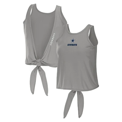 Women's WEAR by Erin Andrews Gray Dallas Cowboys Open Back Twist Tie Tank Top