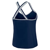 Women's WEAR by Erin Andrews Navy Dallas Cowboys Cross Strap Tri-Blend Tank Top