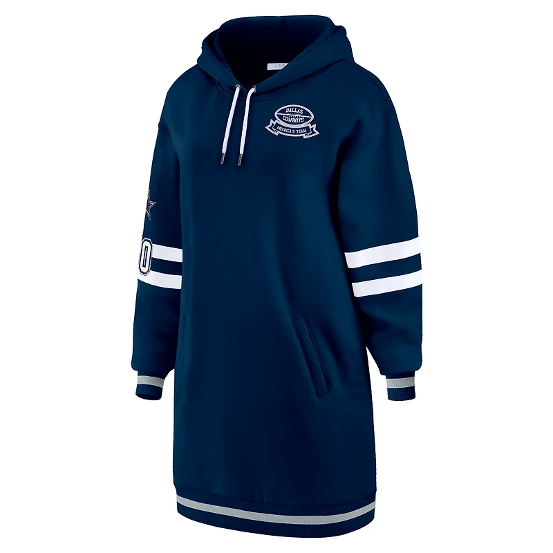 Robe à capuche bleu marine des Cowboys de Dallas pour femme par Erin Andrews