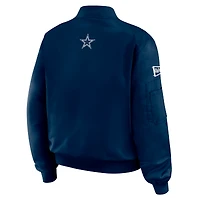 Veste aviateur entièrement zippée bleu marine à patch Dallas Cowboys pour femme WEAR by Erin Andrews