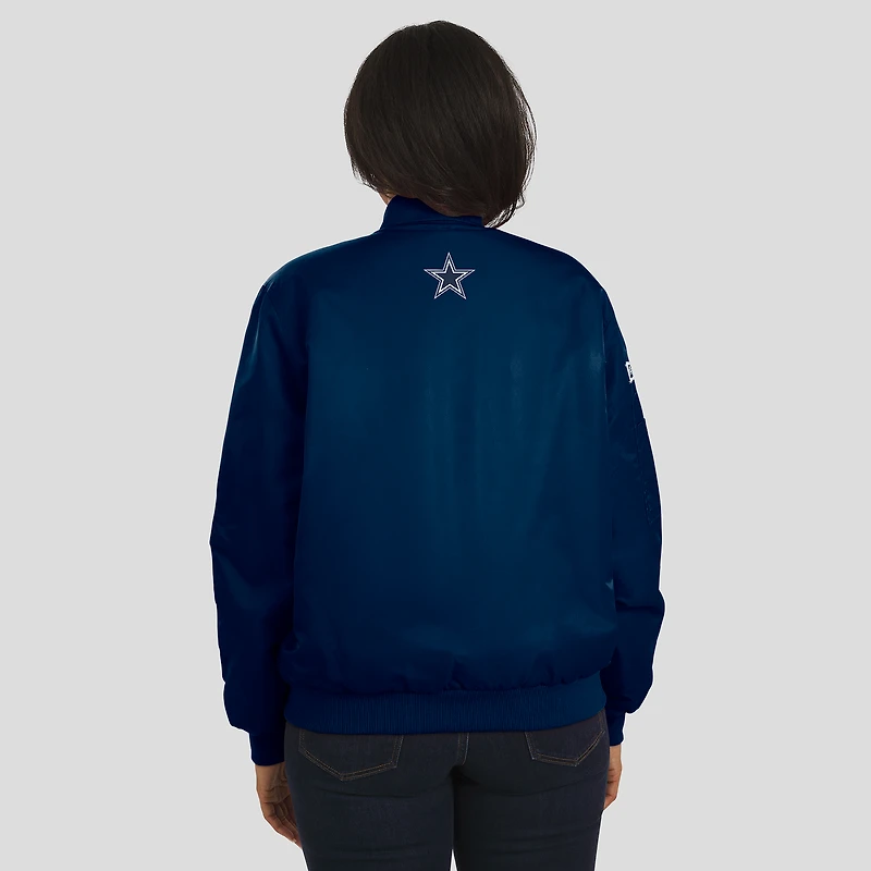 Veste aviateur entièrement zippée bleu marine à patch Dallas Cowboys pour femme WEAR by Erin Andrews