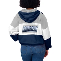 Veste coupe-vent zippée à blocs de couleurs pour femme WEAR by Erin Andrews bleu marine Dallas Cowboys grande taille