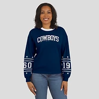 T-shirt de sport à manches longues bleu marine des Cowboys Dallas pour femme WEAR by Erin Andrews