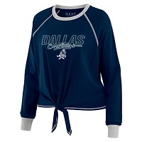 Women's WEAR by Erin Andrews Navy Dallas Cowboys Tie-Front Long Sleeve T-Shirt