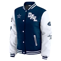Women's WEAR by Erin Andrews Navy Dallas Cowboys Varsity Full-Snap Puffer Jacket