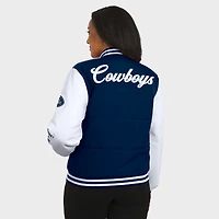 Women's WEAR by Erin Andrews Navy Dallas Cowboys Varsity Full-Snap Puffer Jacket