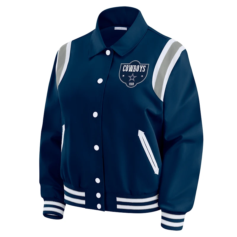 Veste légère à boutons-pression pour femme WEAR by Erin Andrews, bleu marine, des Cowboys de Dallas