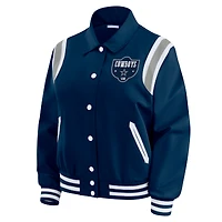 Veste légère à boutons-pression pour femme WEAR by Erin Andrews, bleu marine, des Cowboys de Dallas