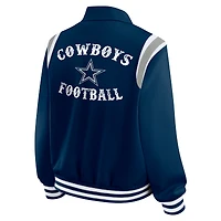 Women's WEAR by Erin Andrews Navy Dallas Cowboys Varsity Lightweight Full-Snap Jacket