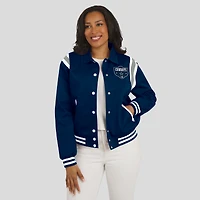 Women's WEAR by Erin Andrews Navy Dallas Cowboys Varsity Lightweight Full-Snap Jacket