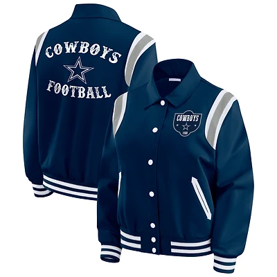 Veste légère à boutons-pression pour femme WEAR by Erin Andrews, bleu marine, des Cowboys de Dallas