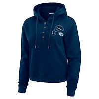 Pull à capuche gaufré bleu marine Dallas Cowboys WEAR by Erin Andrews pour femme