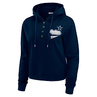 Sweat à capuche en tricot gaufré bleu marine Dallas Cowboys pour femme WEAR by Erin Andrews