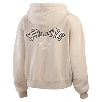 Sweat à capuche zippé ton sur pour femme WEAR by Erin Andrews Oatmeal Dallas Cowboys