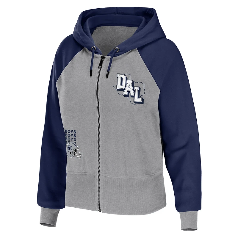 Sweat à capuche léger fermeture éclair intégrale WEAR by Erin Andrews Silver Dallas Cowboys pour femme