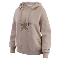 Pull ras du cou délavé beige des Cowboys de Dallas pour femme par Erin Andrews
