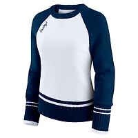 Women's WEAR by Erin Andrews White/Navy Dallas Cowboys Colorblock Raglan Sweater